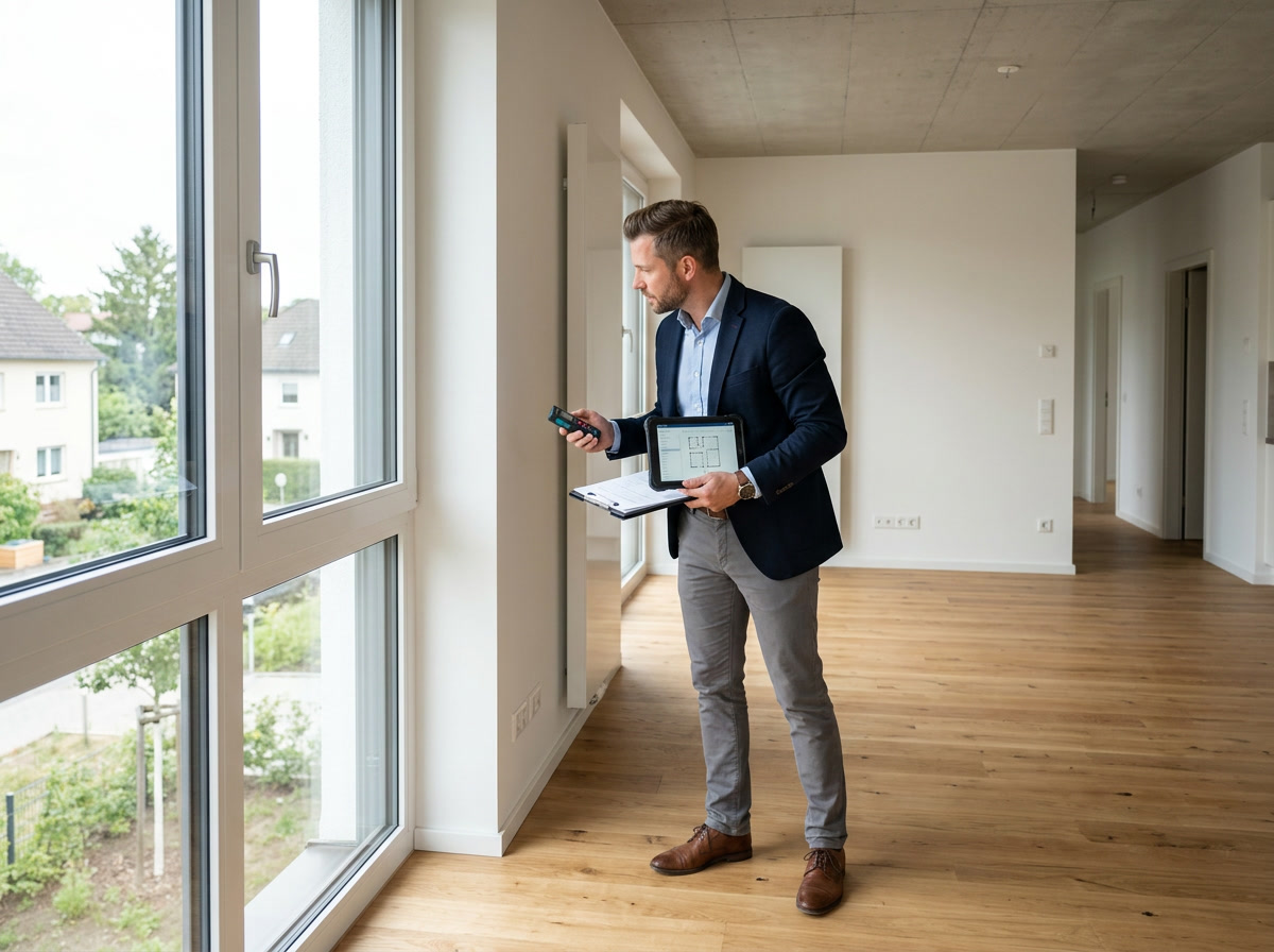 Immobiliengutachter aus Heidelberg bei der Besichtigung einer Wohnung